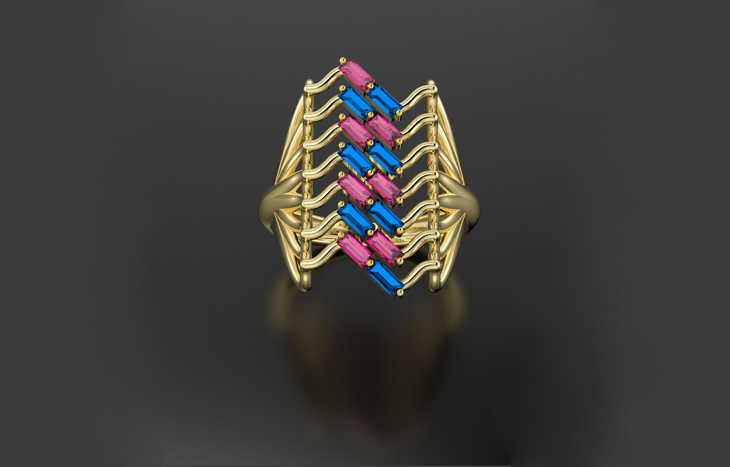 cluster ring 3D print model_12