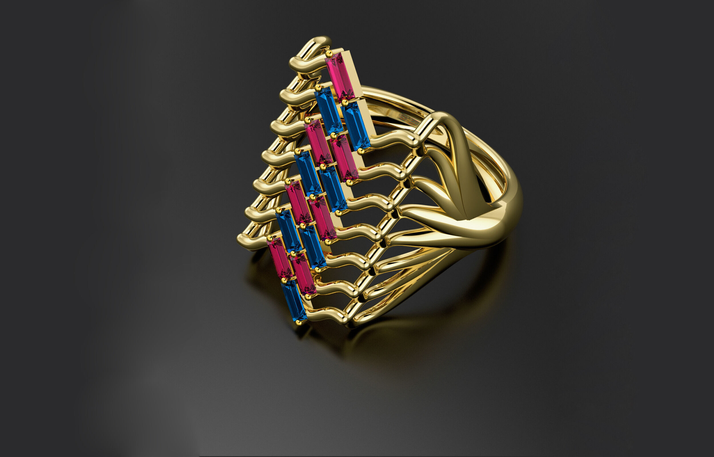 cluster ring 3D print model_4