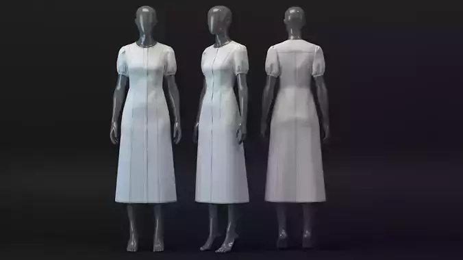 Bubble Sleeve Midi Dress