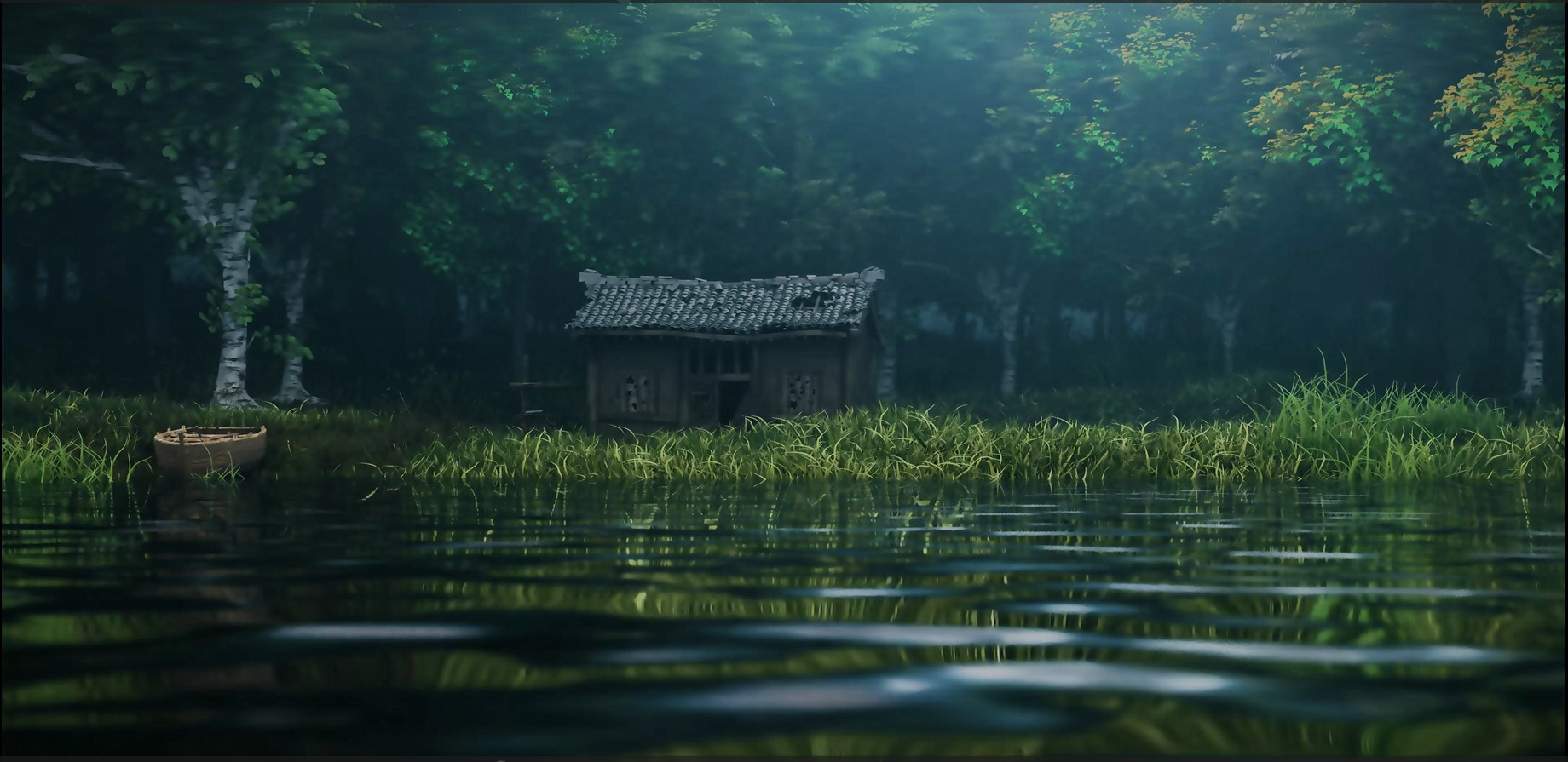 A Calm Forest Cabin Render Blender Cinematic Nature Animation Texture_3