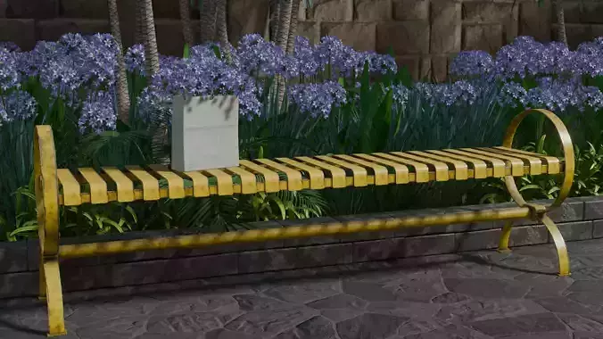 Nr-14 Park Bench - Steel Low-poly 3D model