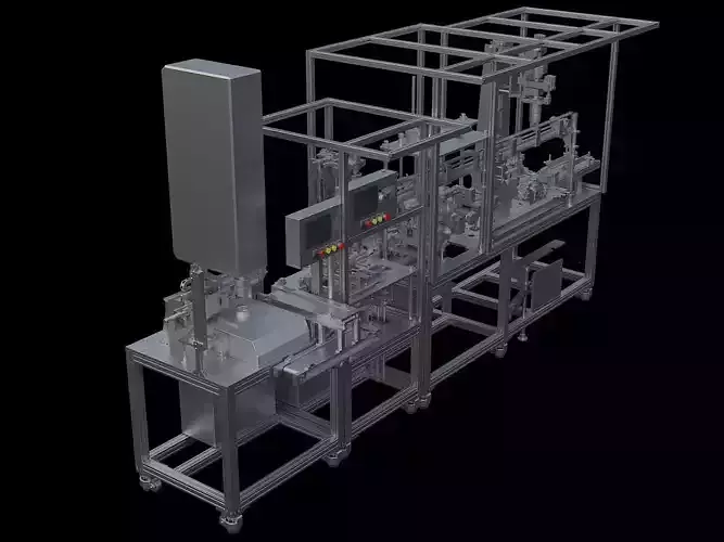 Ultrasonic welding leak detection automated cup production line 3D model