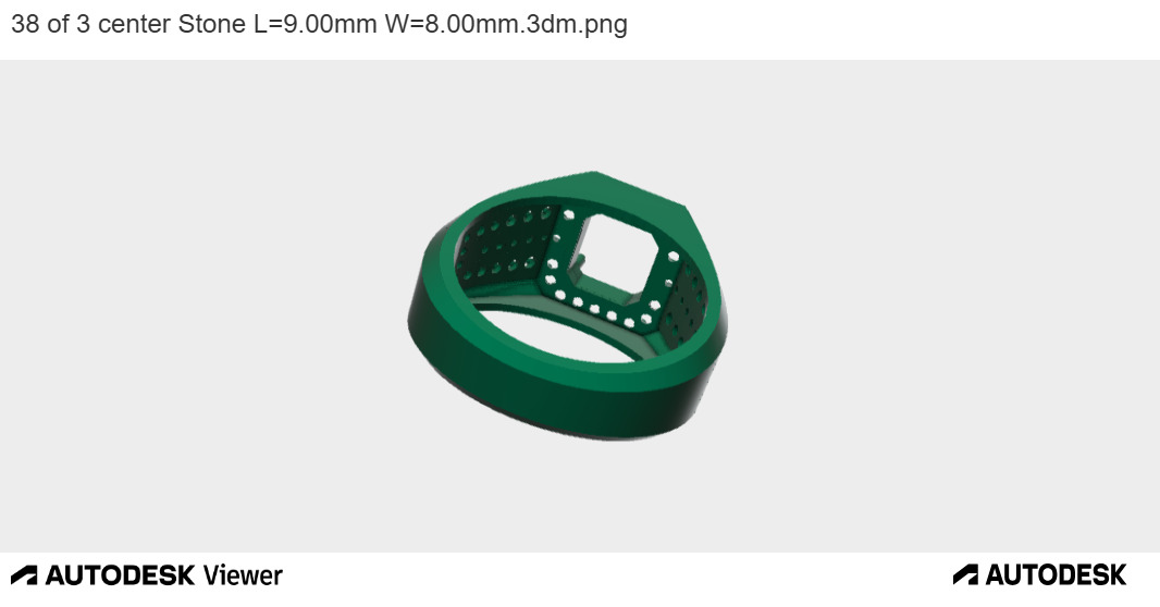 Emerald Cut Pave Cluster Ring 3D print model_7