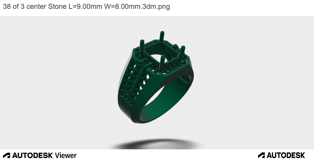 Emerald Cut Pave Cluster Ring 3D print model_9