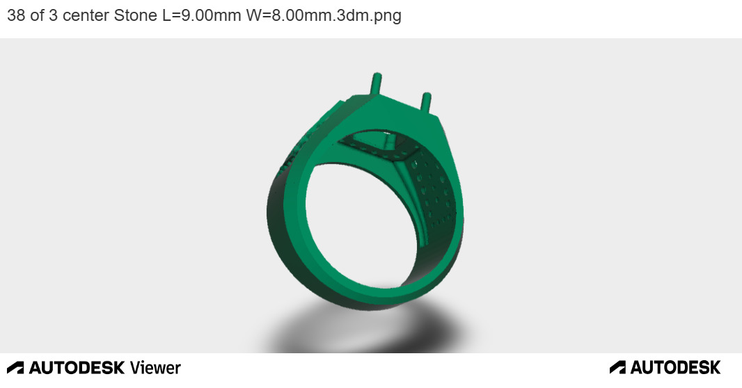 Emerald Cut Pave Cluster Ring 3D print model_2
