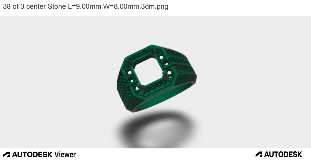 Emerald Cut Pave Cluster Ring 3D print model_1