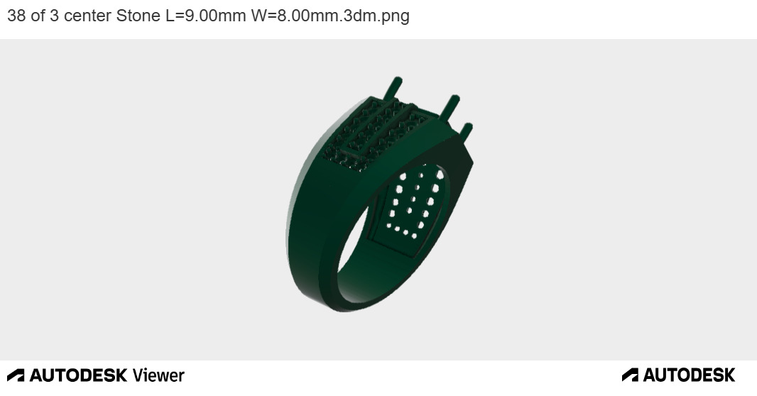 Emerald Cut Pave Cluster Ring 3D print model_4