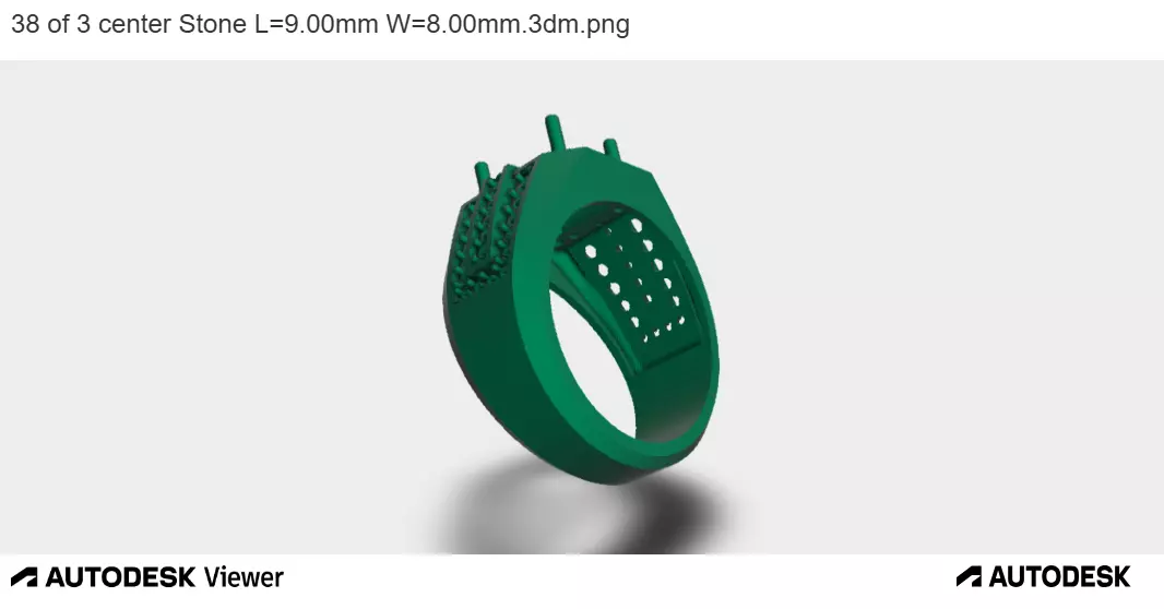 Emerald Cut Pave Cluster Ring 3D print model_0