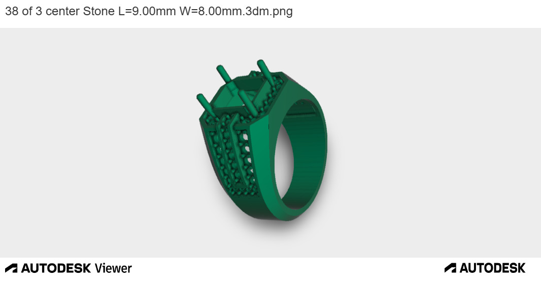 Emerald Cut Pave Cluster Ring 3D print model_10