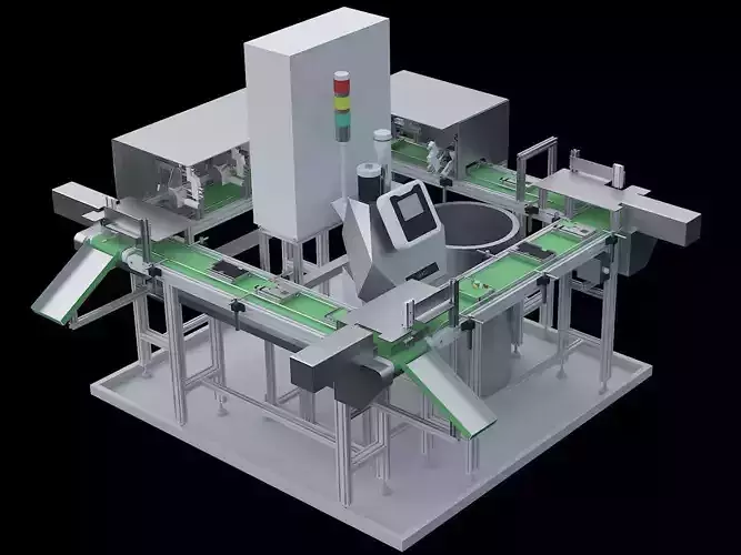 Hot melt adhesive welding production line 3D model