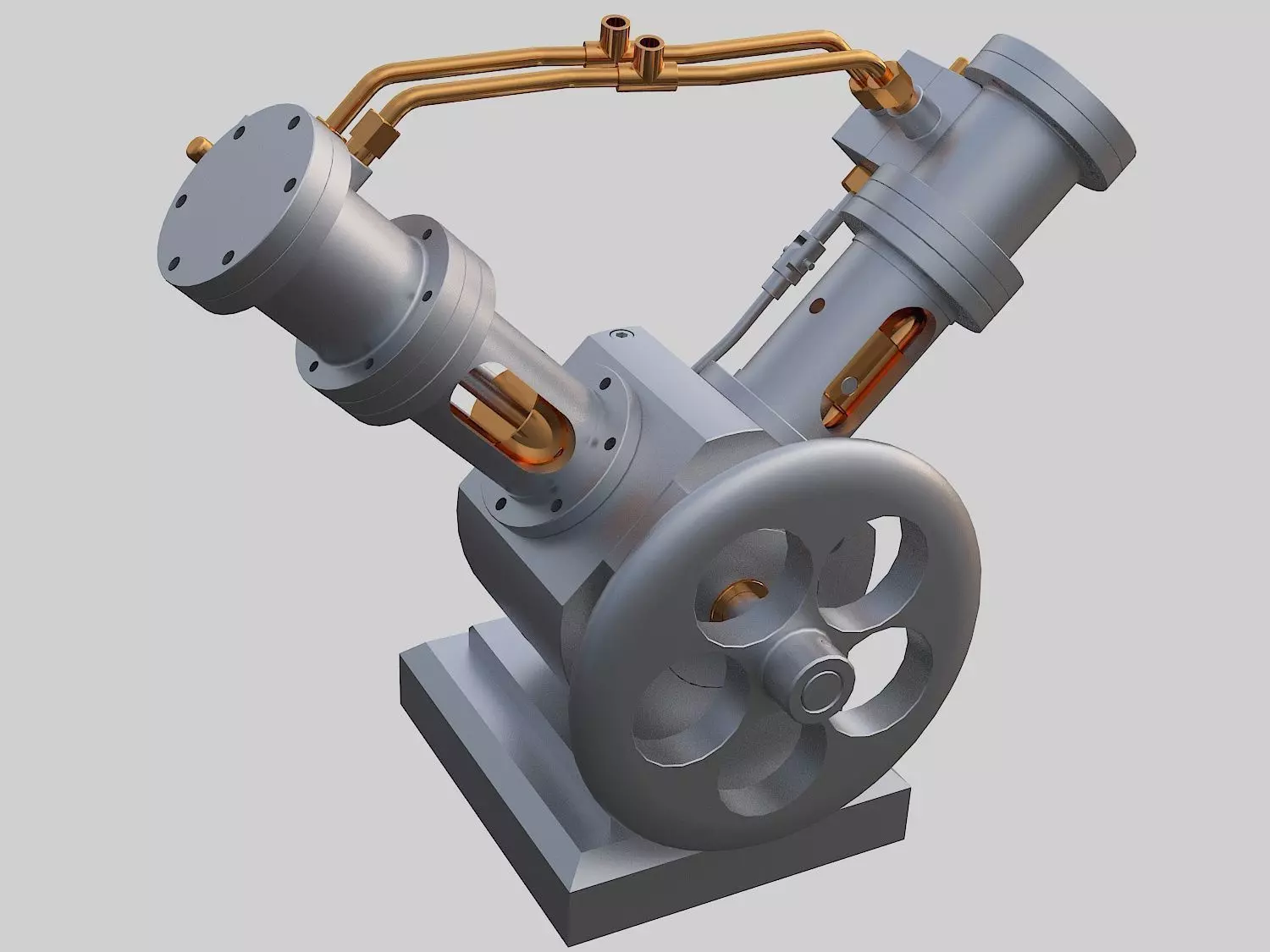 Cylindrical V-shaped steam engine 3D model_0