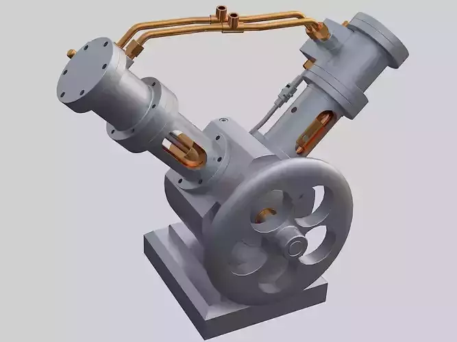 Cylindrical V-shaped steam engine