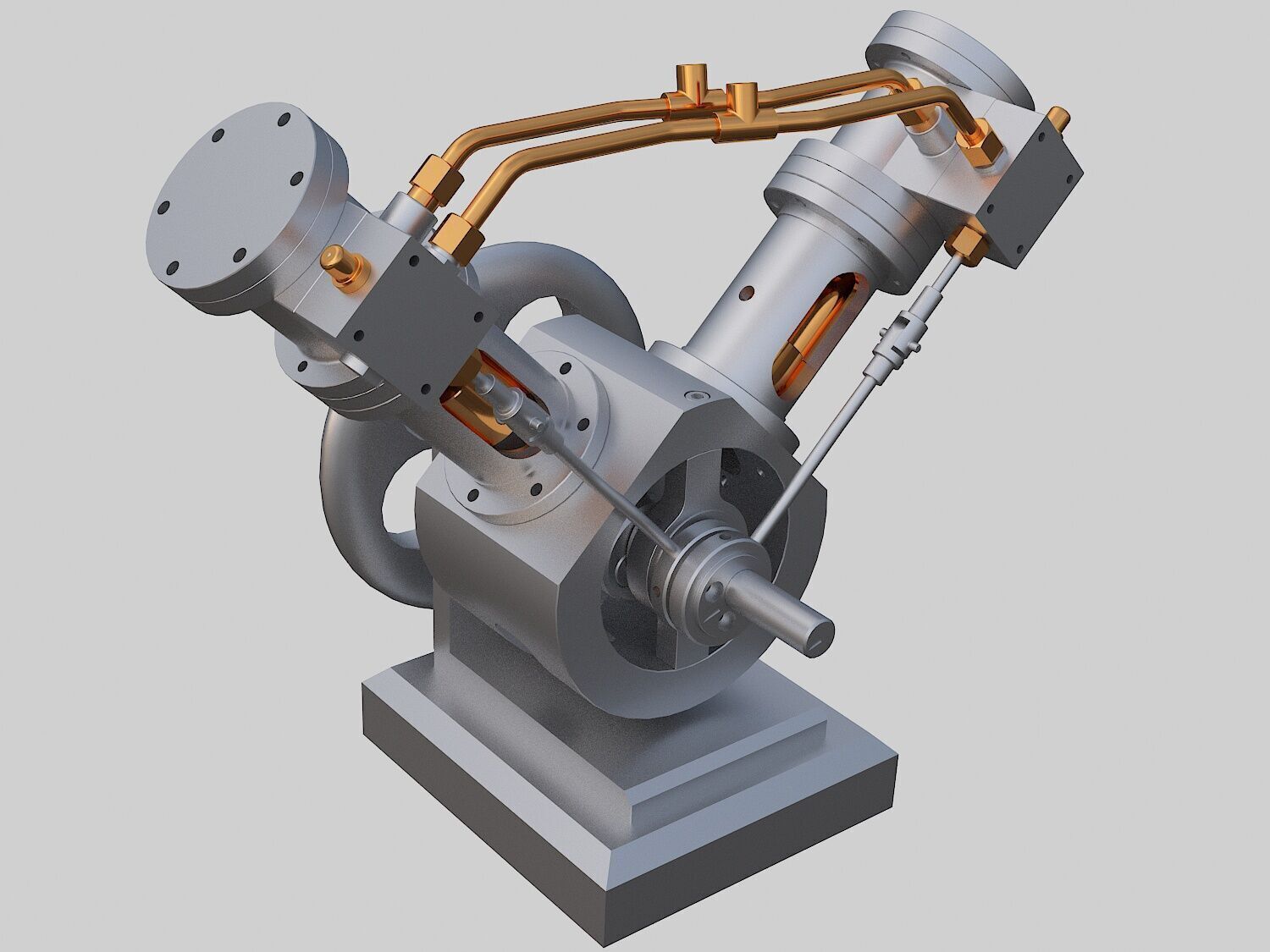 Cylindrical V-shaped steam engine 3D model_1