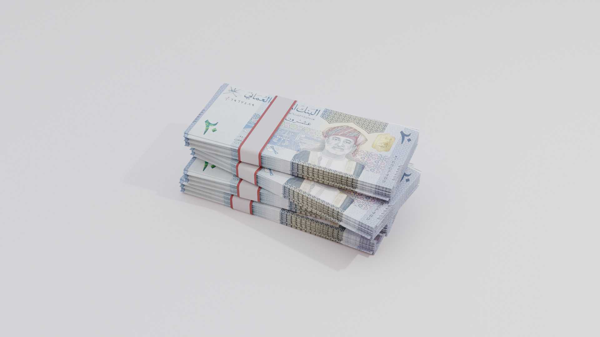 20 Oman Omani Rial Currency Low-poly 3D model_1