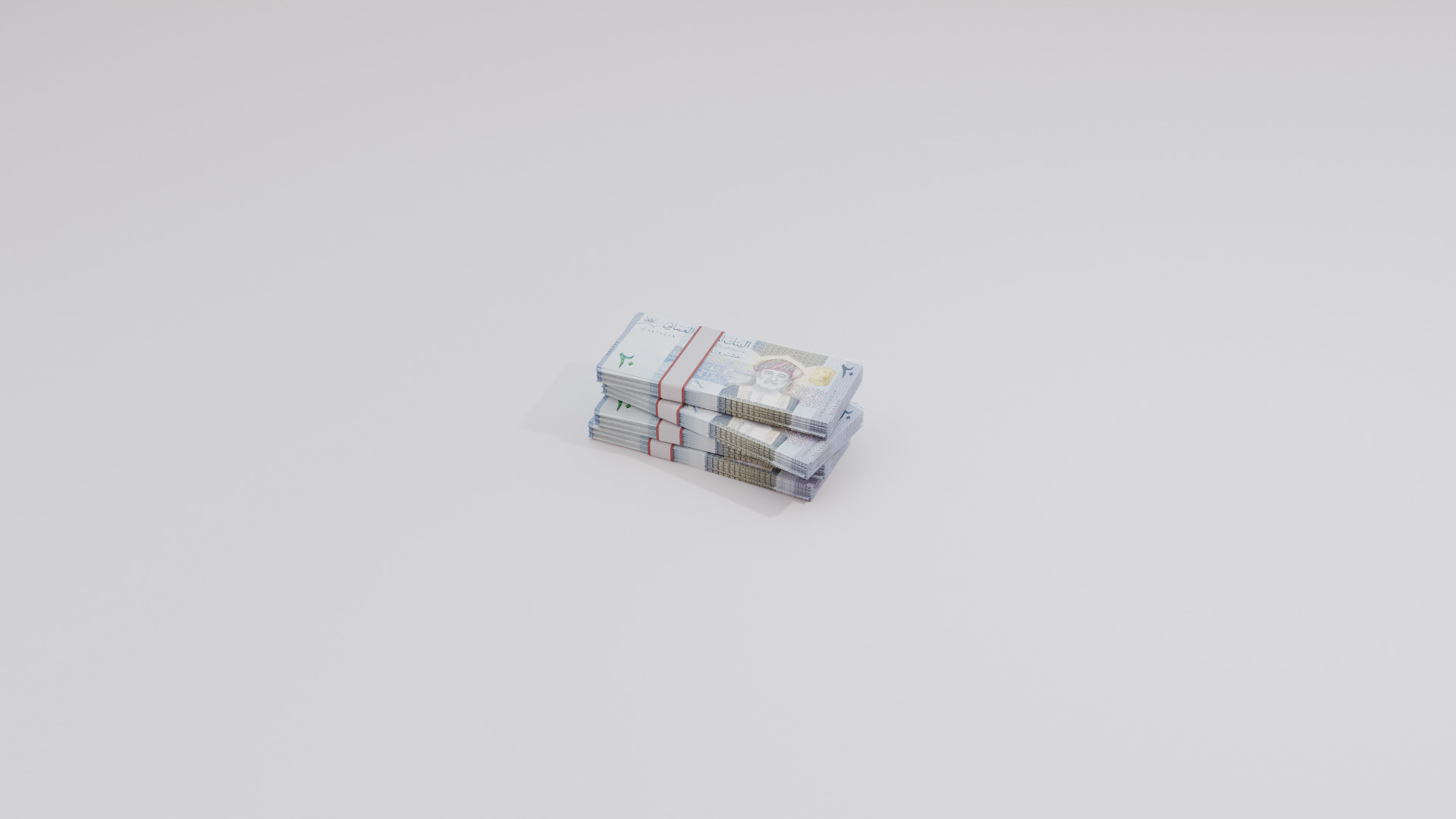 20 Oman Omani Rial Currency Low-poly 3D model_4