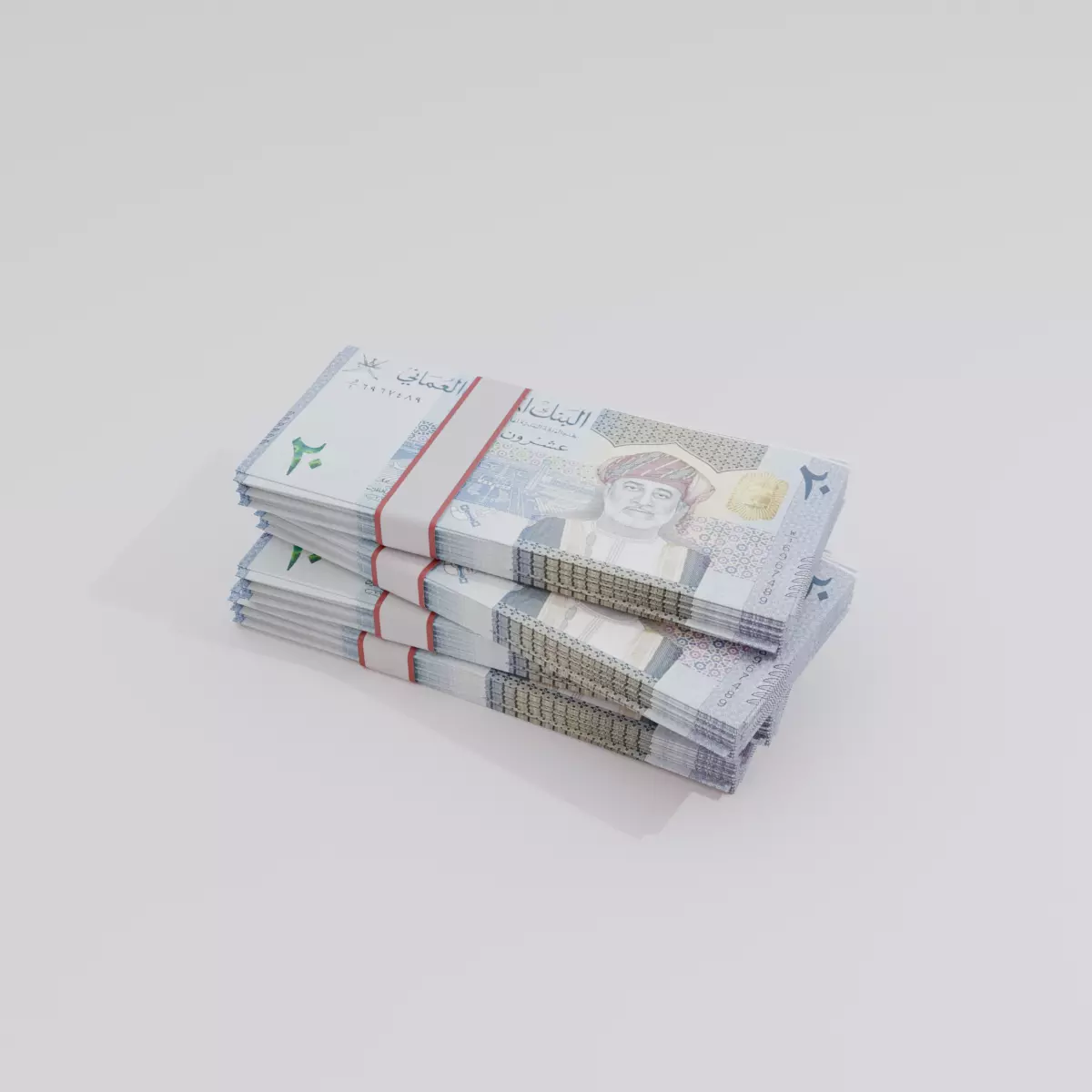 20 Oman Omani Rial Currency Low-poly 3D model_0
