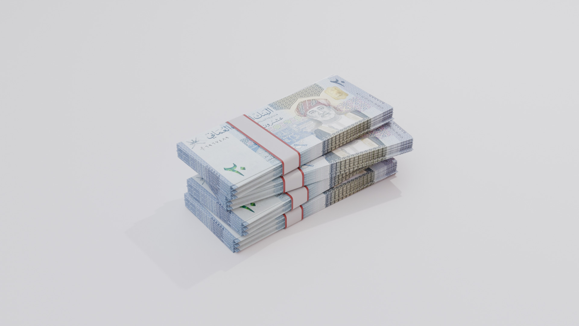 20 Oman Omani Rial Currency Low-poly 3D model_2