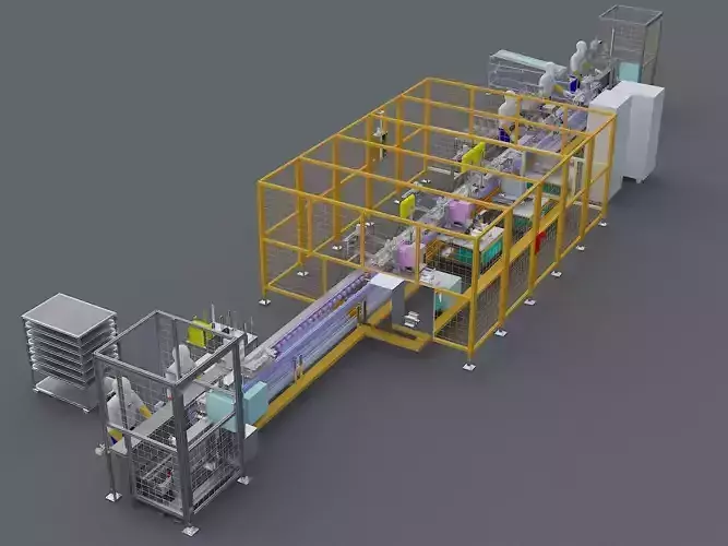 Semi automated welding production line 3D model