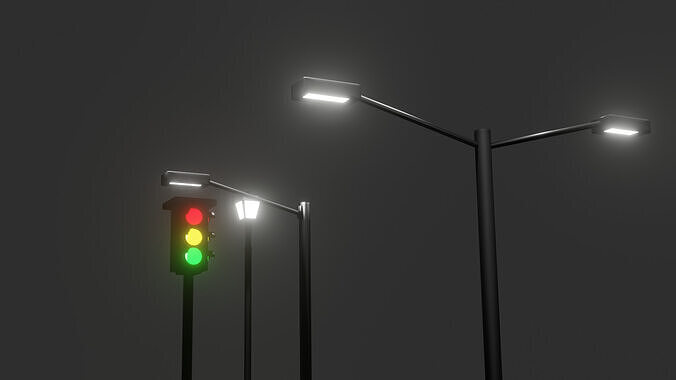 Streetlights 3D Model Pack  Game-Ready Low Poly  Free low-poly 3D model