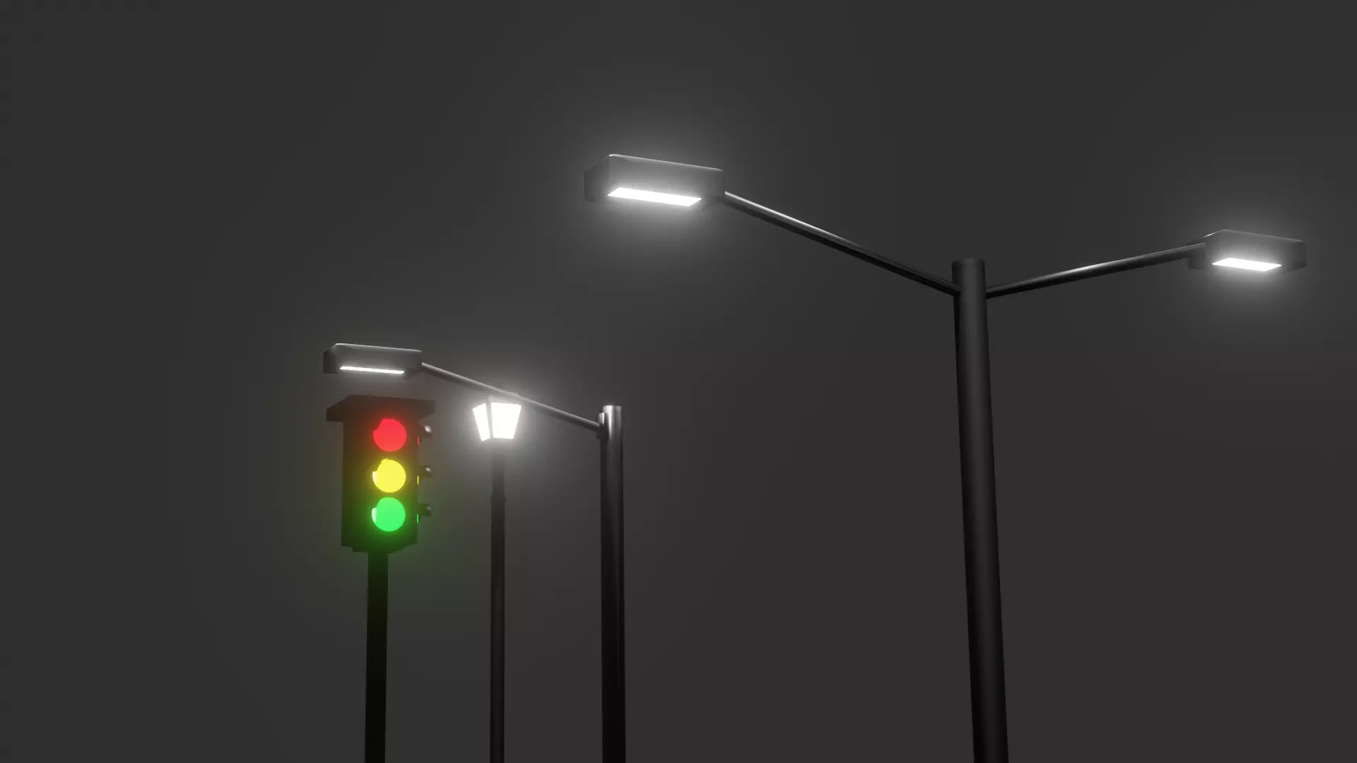 Streetlights 3D Model Pack Game-Ready Low Poly Free low-poly 3D model_0