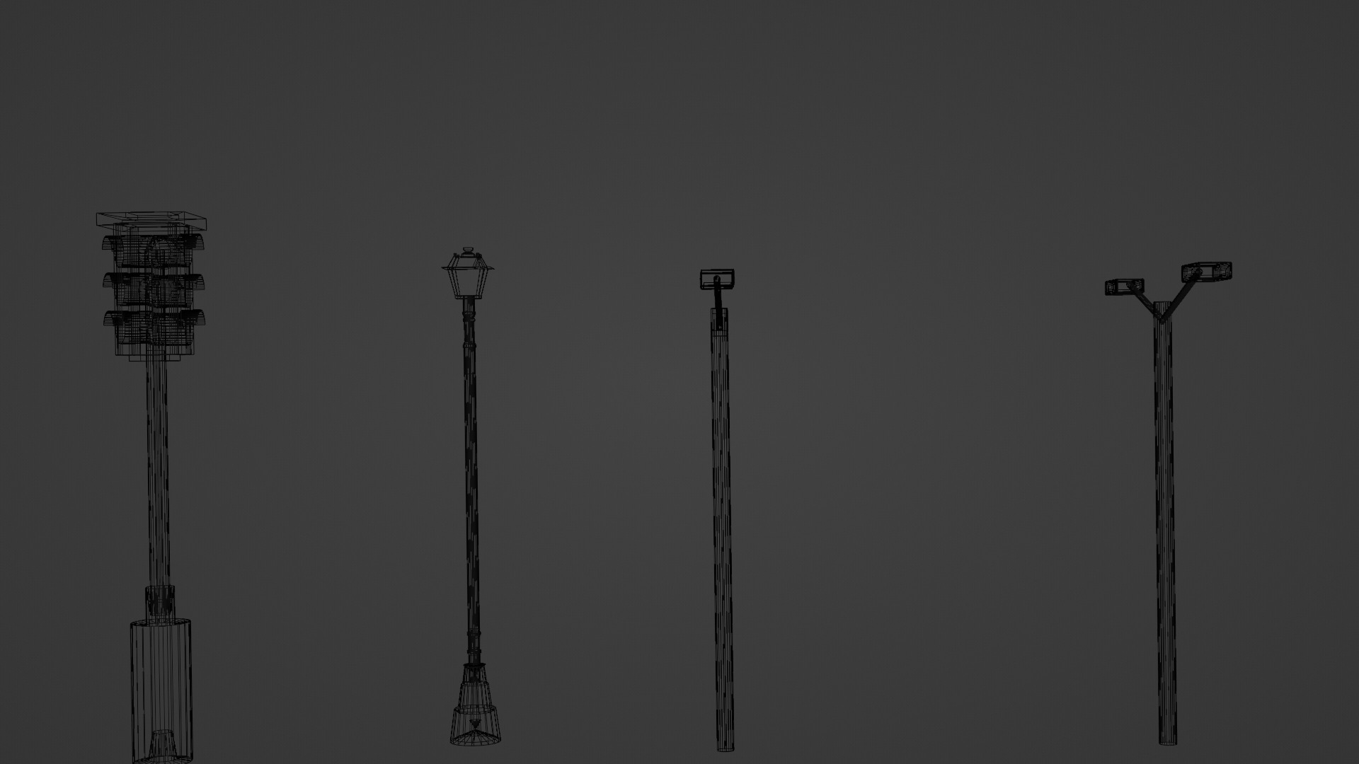 Streetlights 3D Model Pack Game-Ready Low Poly Free low-poly 3D model_8