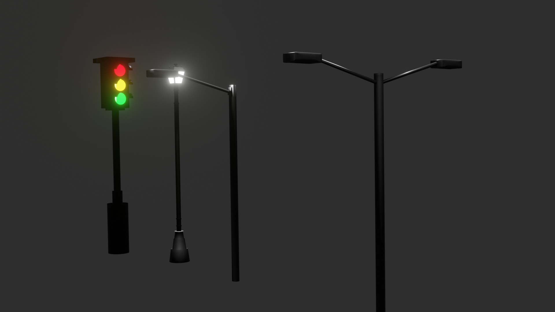 Streetlights 3D Model Pack Game-Ready Low Poly Free low-poly 3D model_6
