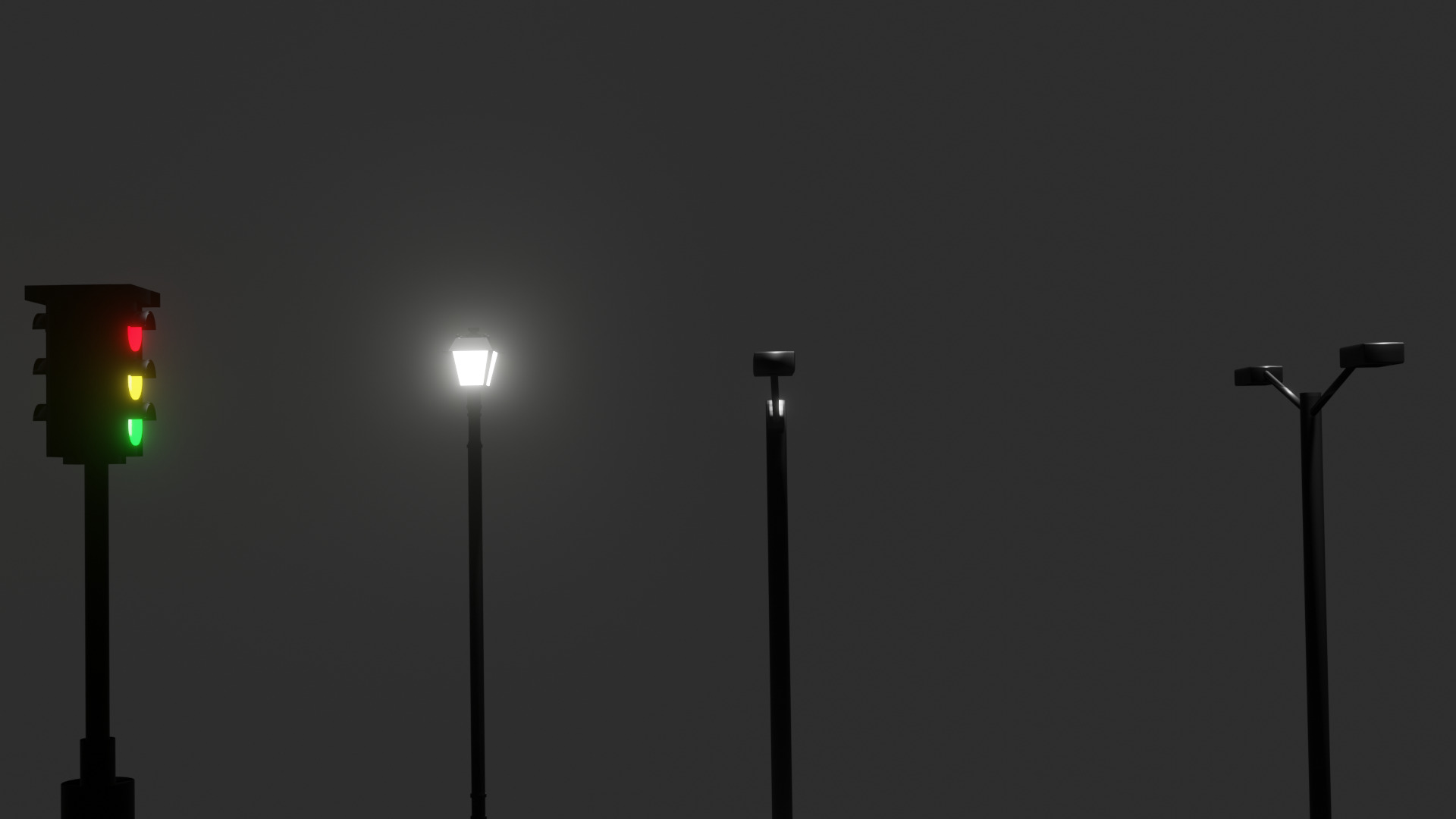 Streetlights 3D Model Pack Game-Ready Low Poly Free low-poly 3D model_1
