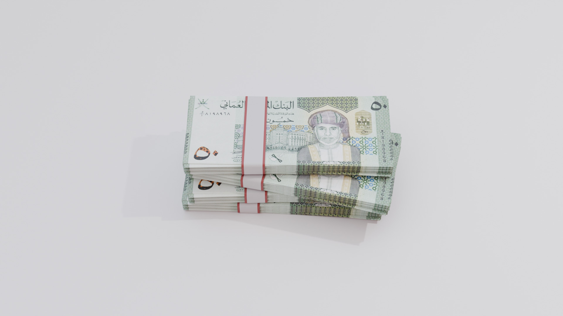 50 Oman Omani Rial Currency Low-poly 3D model_3
