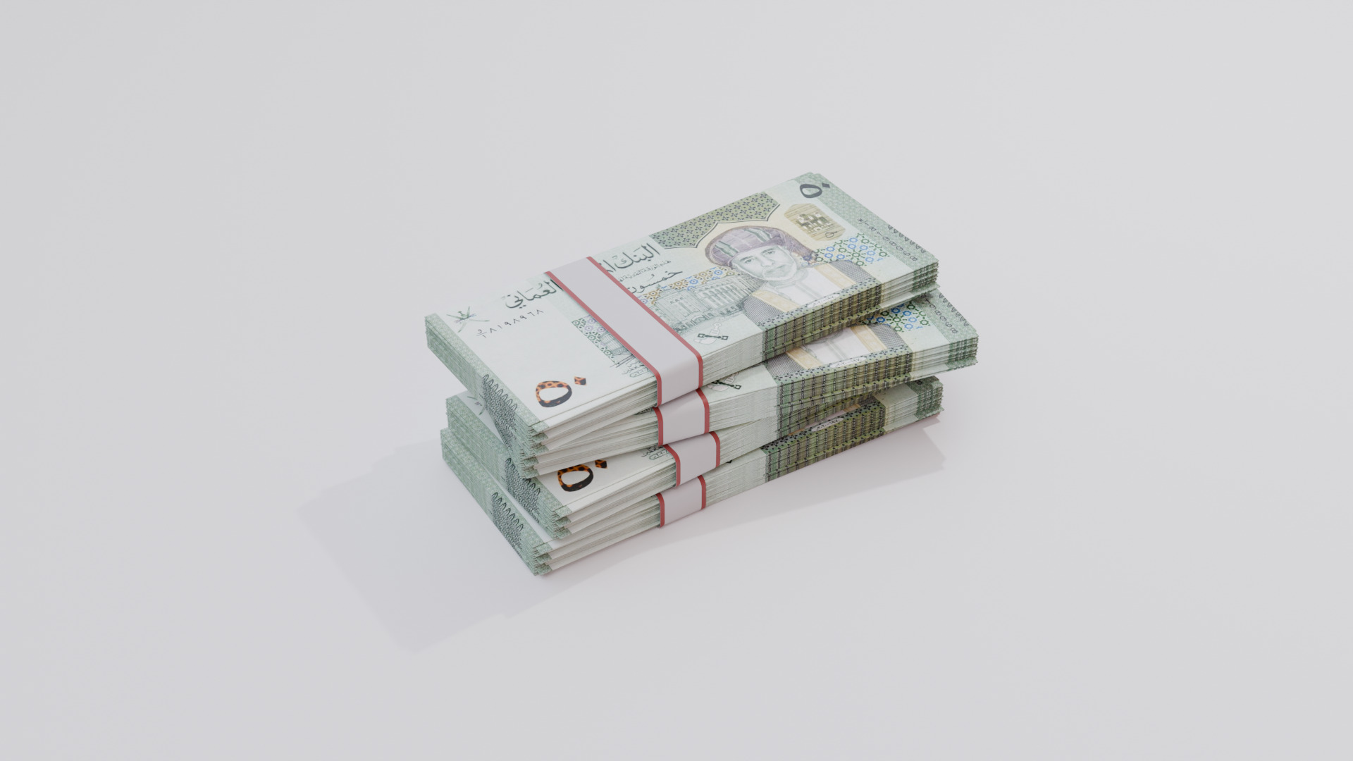 50 Oman Omani Rial Currency Low-poly 3D model_2