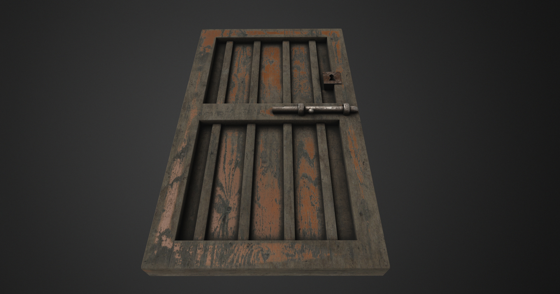 Old door Low-poly 3D model_1