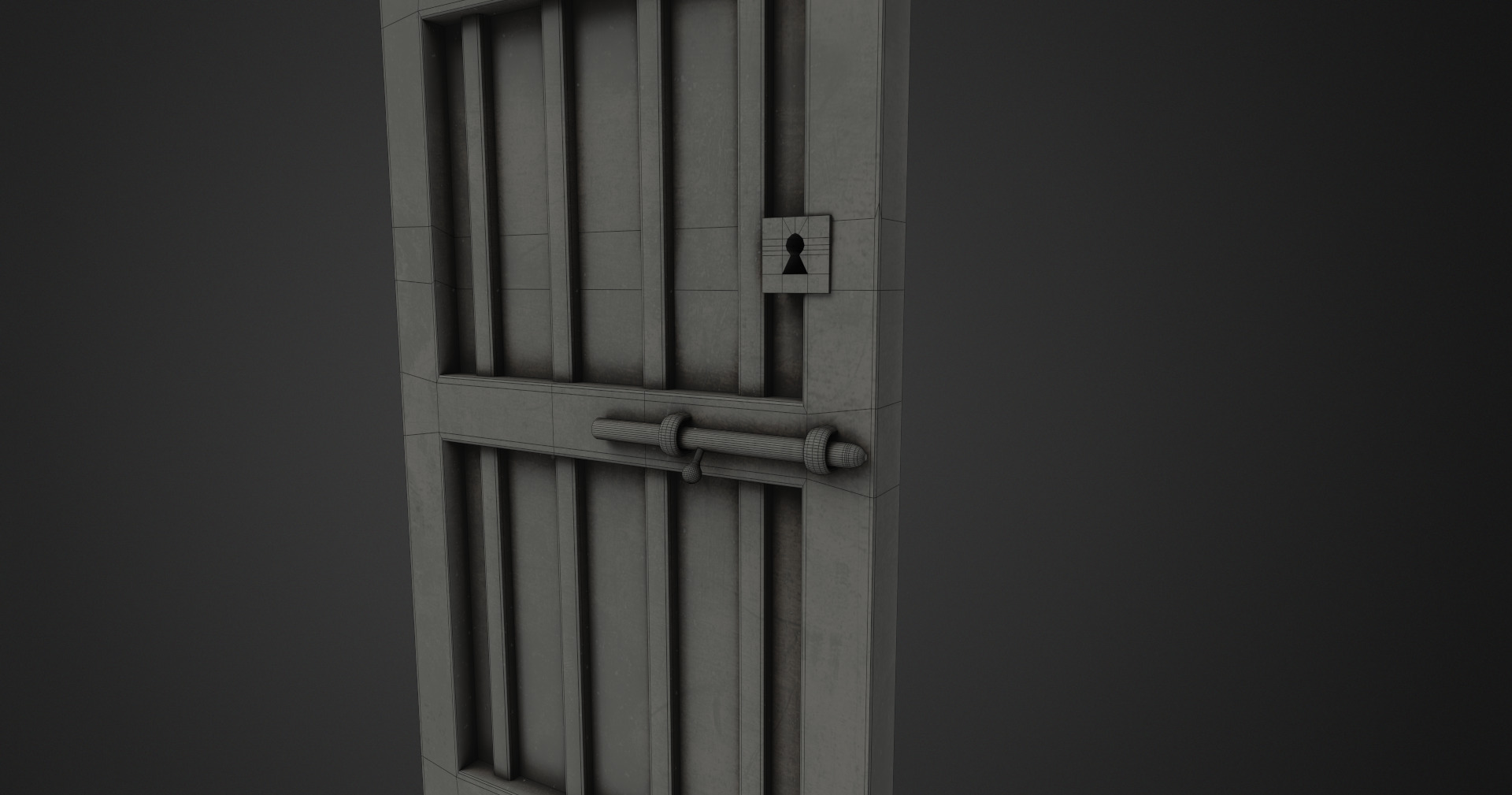 Old door Low-poly 3D model_7