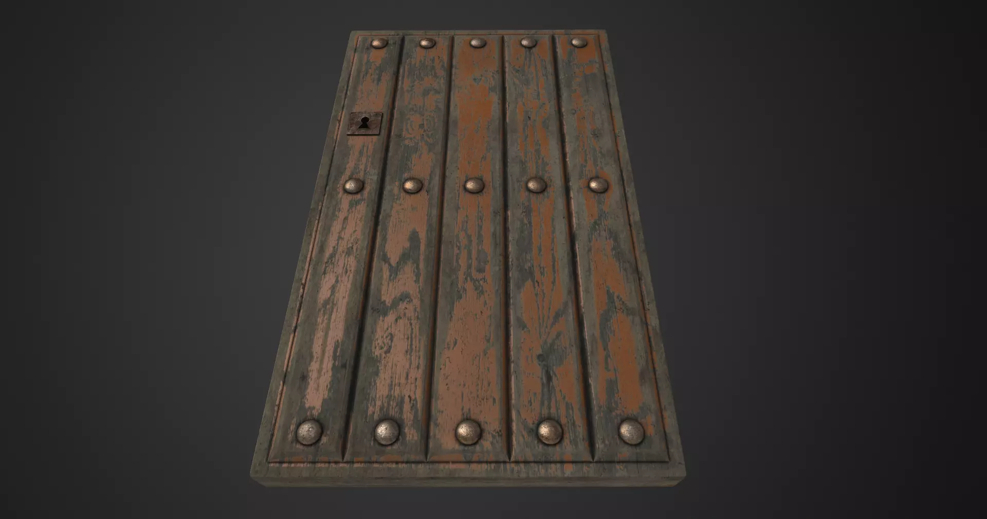 Old door Low-poly 3D model_0