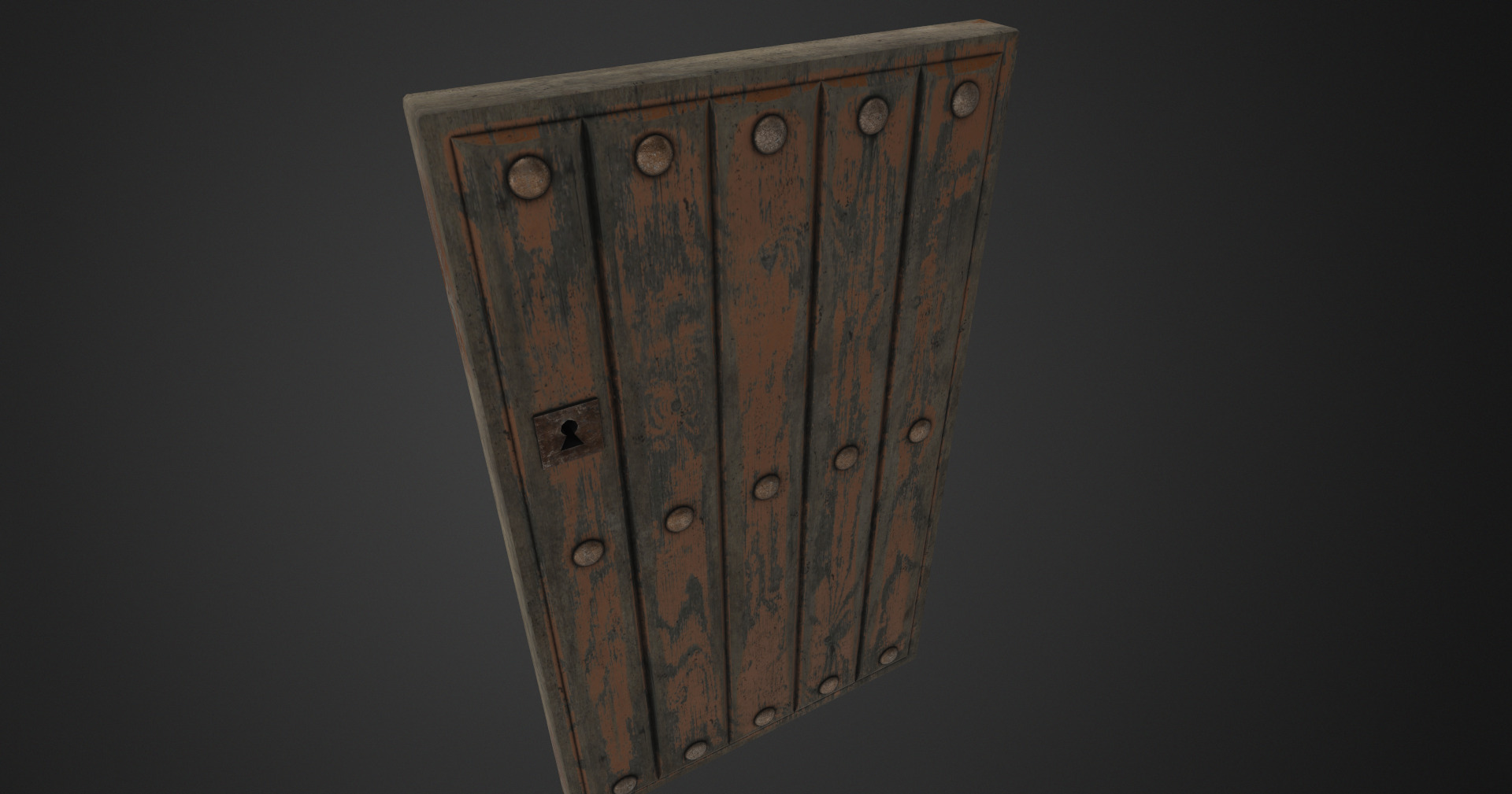 Old door Low-poly 3D model_2