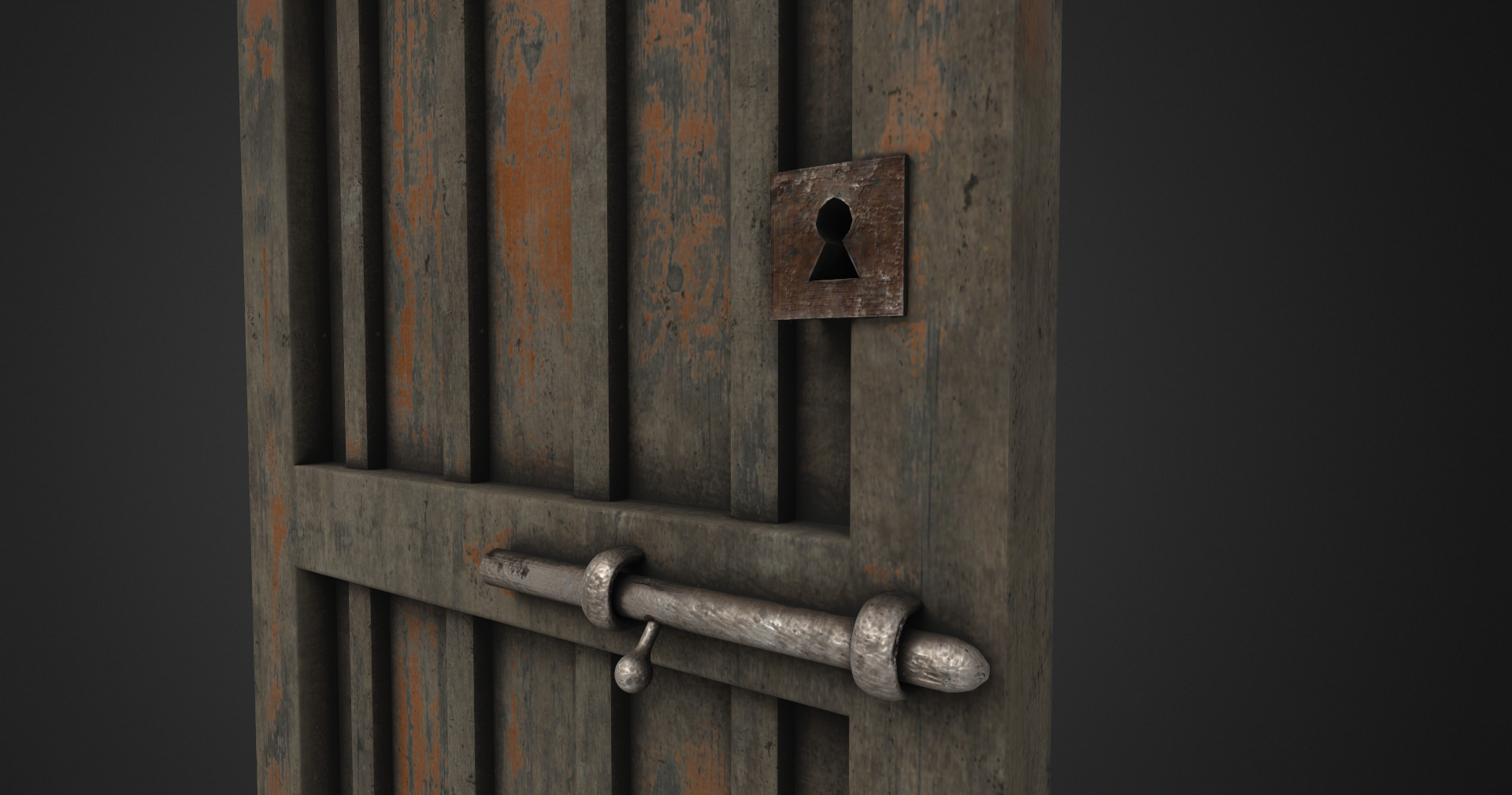 Old door Low-poly 3D model_4