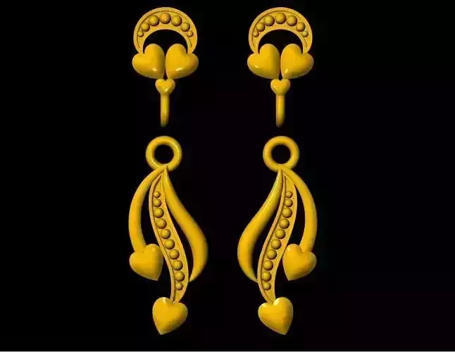 heart earrings 3dm file