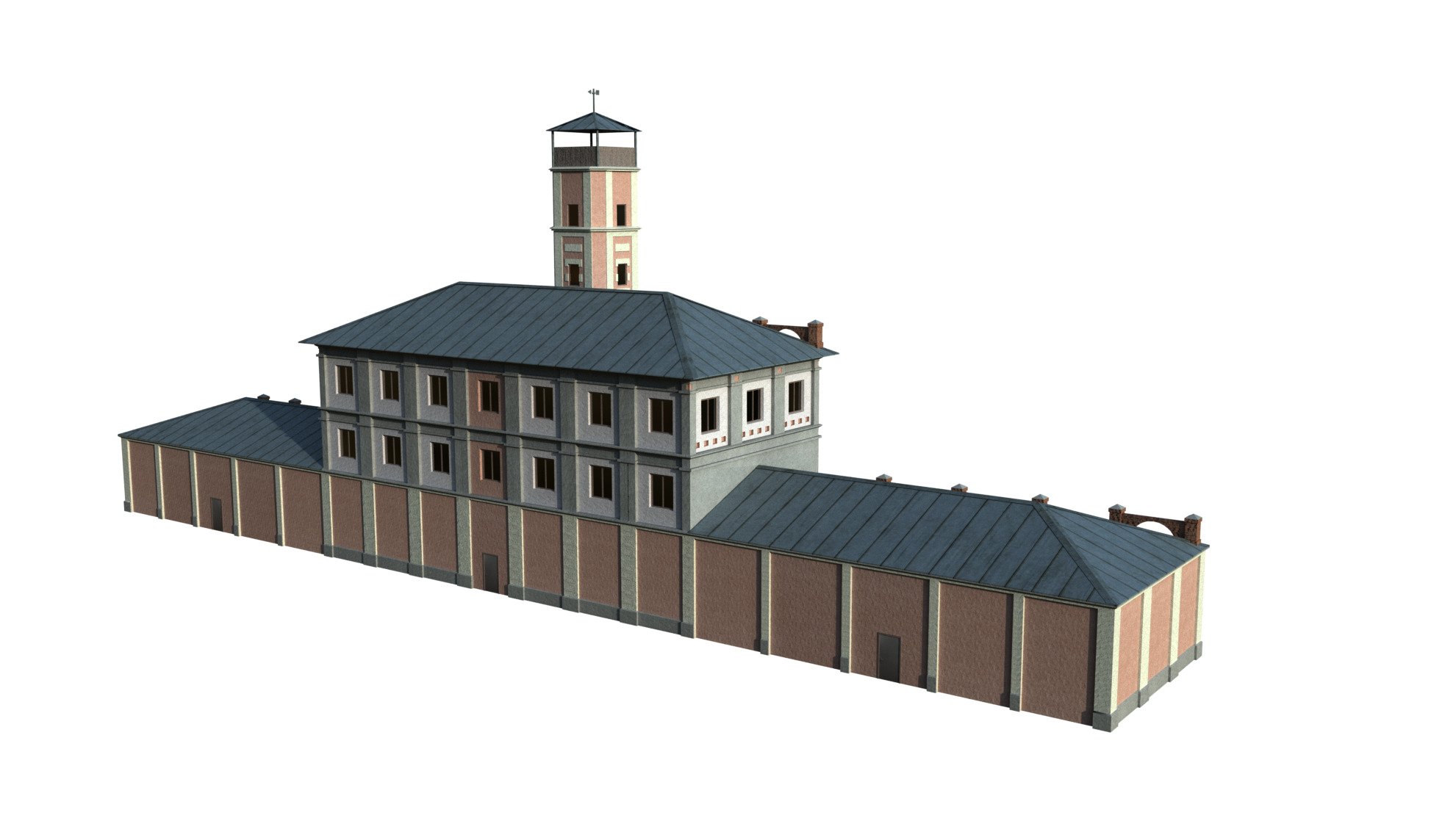 Two in one Fire Station 7971 pol and 818 pol Game Ready Low-poly 3D model_9
