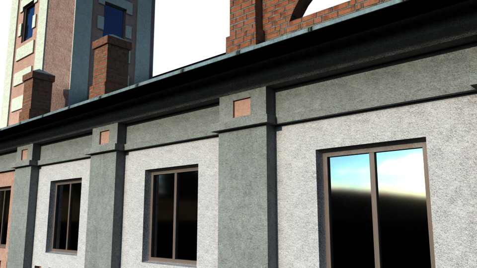 Two in one Fire Station 7971 pol and 818 pol Game Ready Low-poly 3D model_4