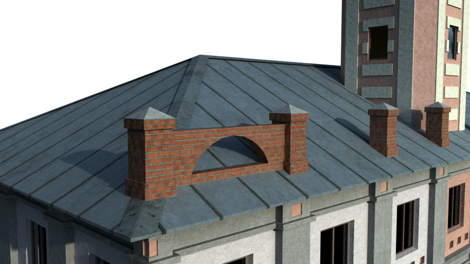 Two in one Fire Station 7971 pol and 818 pol Game Ready Low-poly 3D model_6