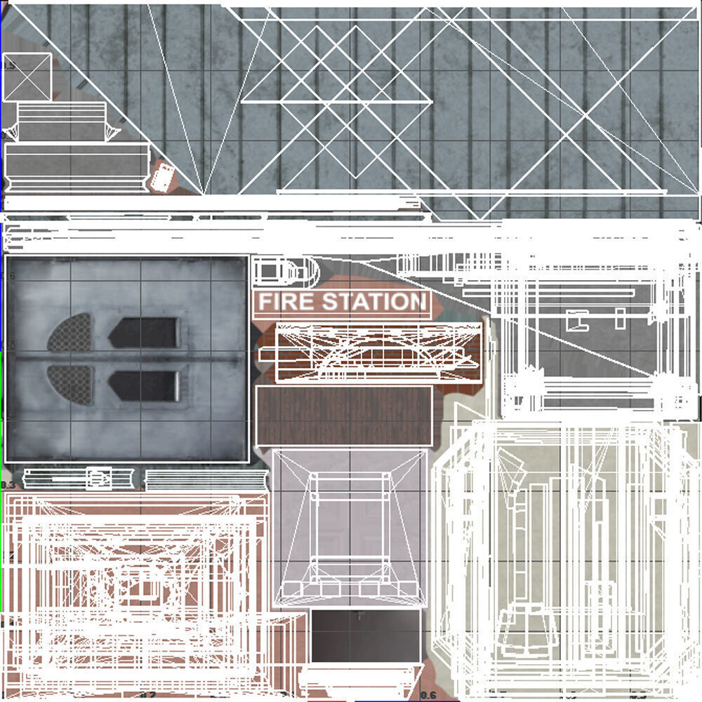 Two in one Fire Station 7971 pol and 818 pol Game Ready Low-poly 3D model_13