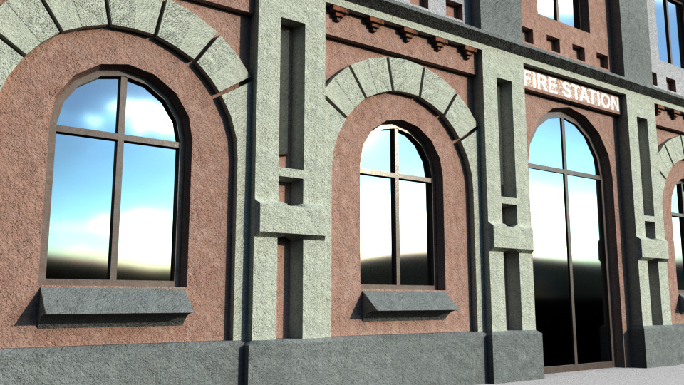 Two in one Fire Station 7971 pol and 818 pol Game Ready Low-poly 3D model_5