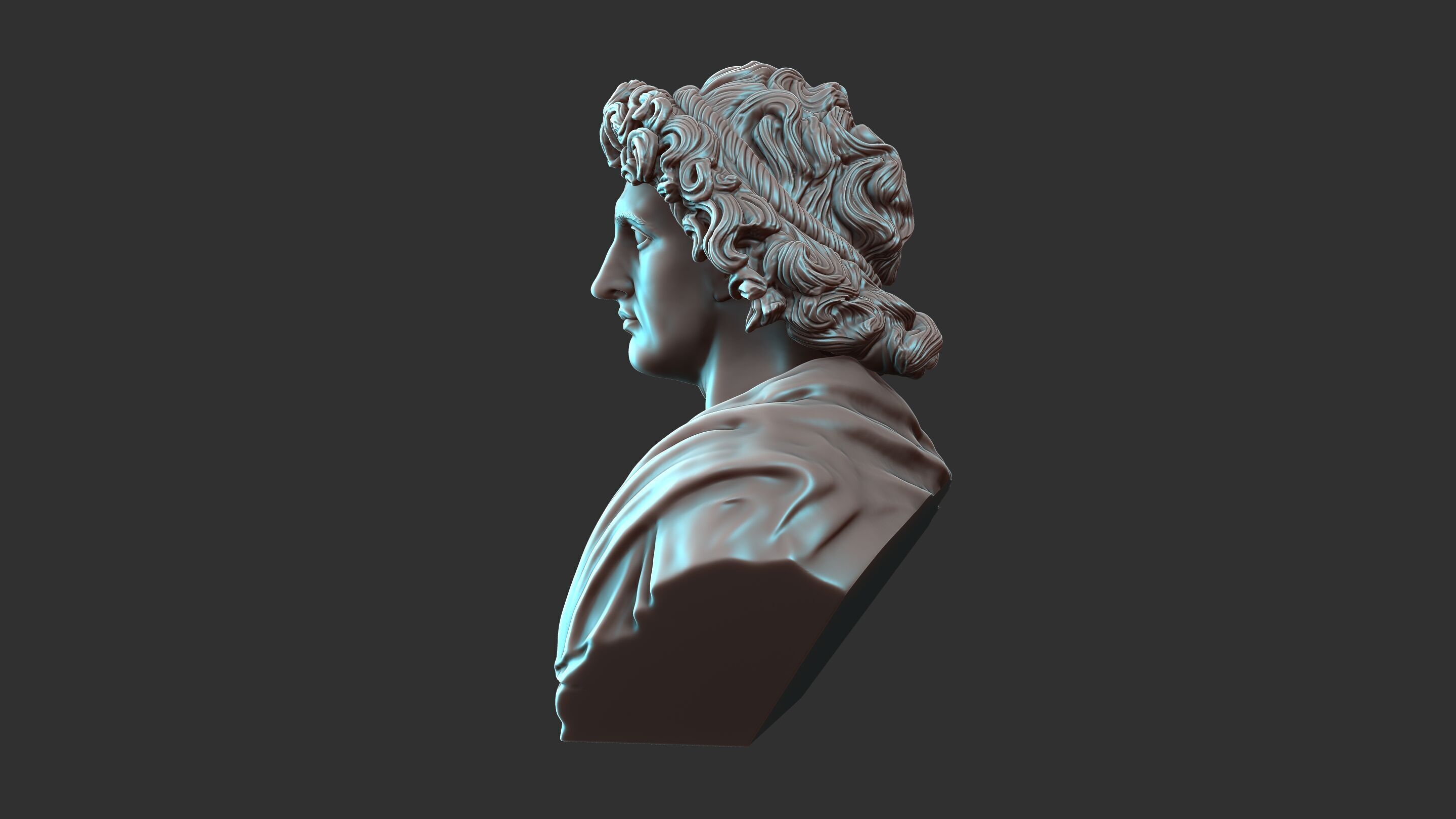 Alexander The Great Bust Sculpture 3D print model_15