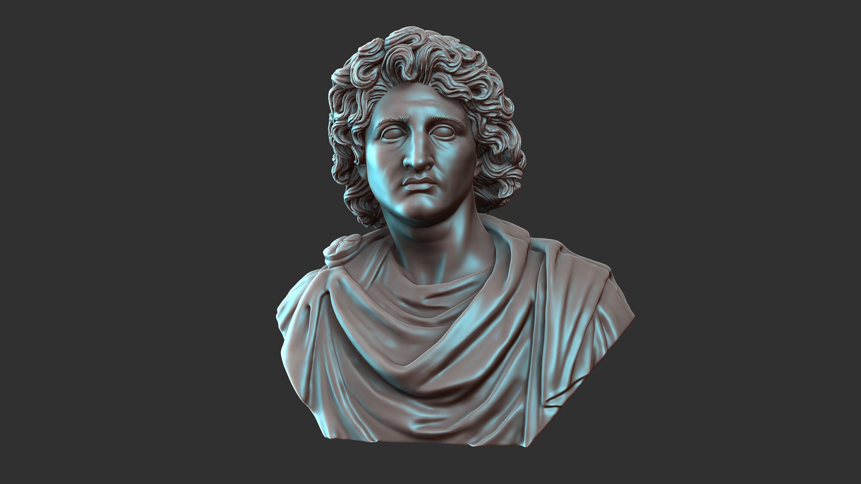 Alexander The Great Bust Sculpture 3D print model_13