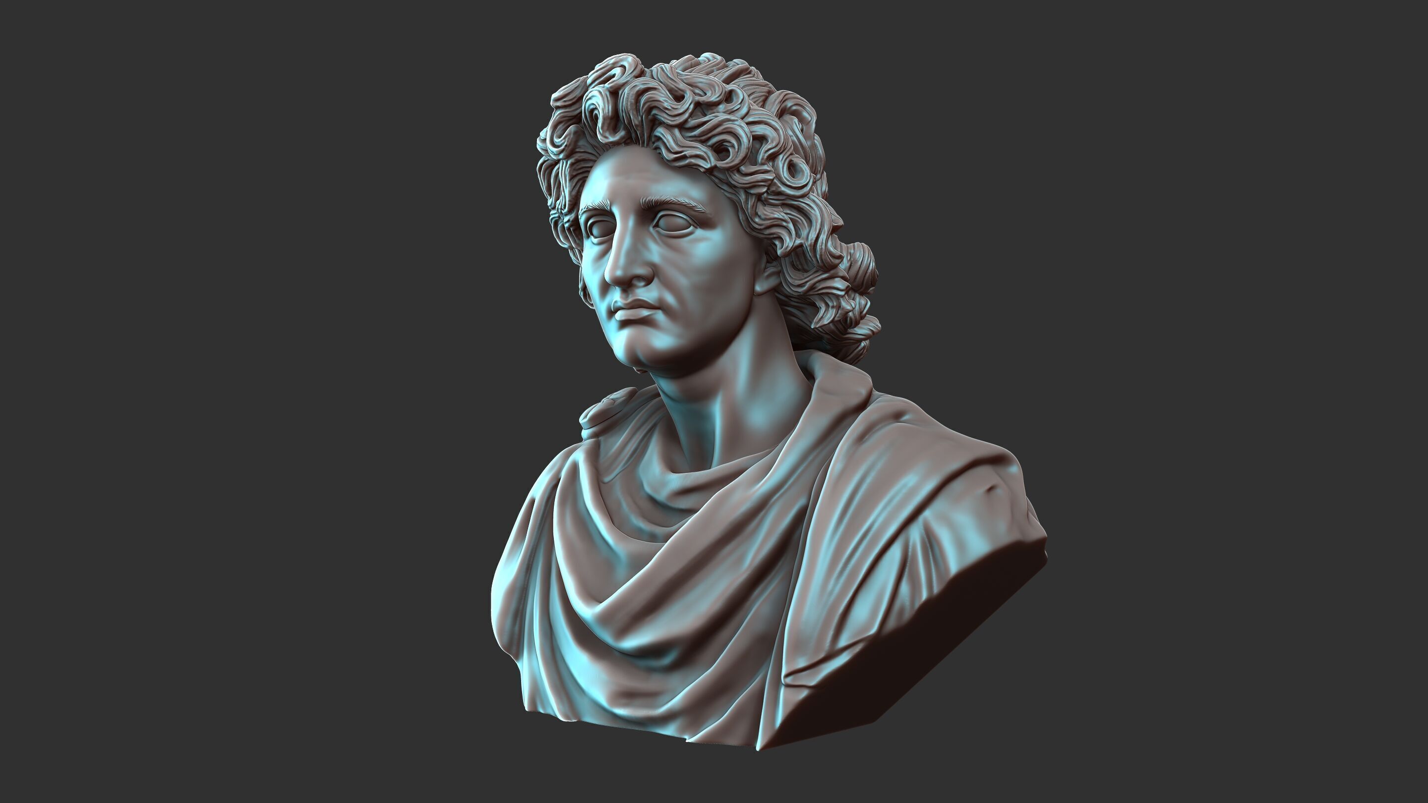 Alexander The Great Bust Sculpture 3D print model_14