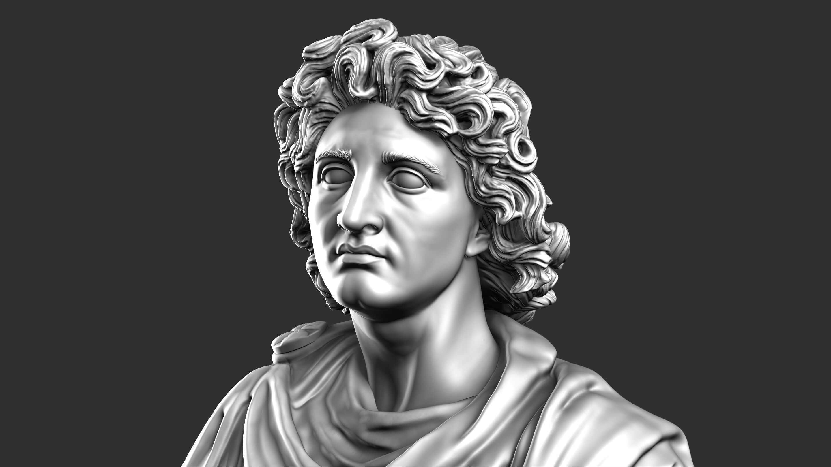 Alexander The Great Bust Sculpture 3D print model_19