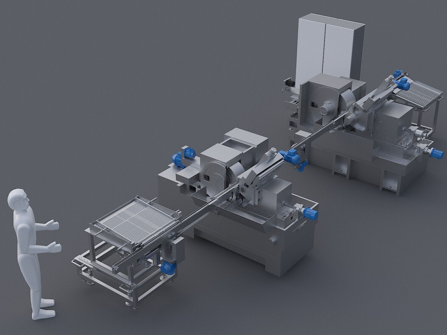 Fully automatic feeding system grinding production line 3D model_1