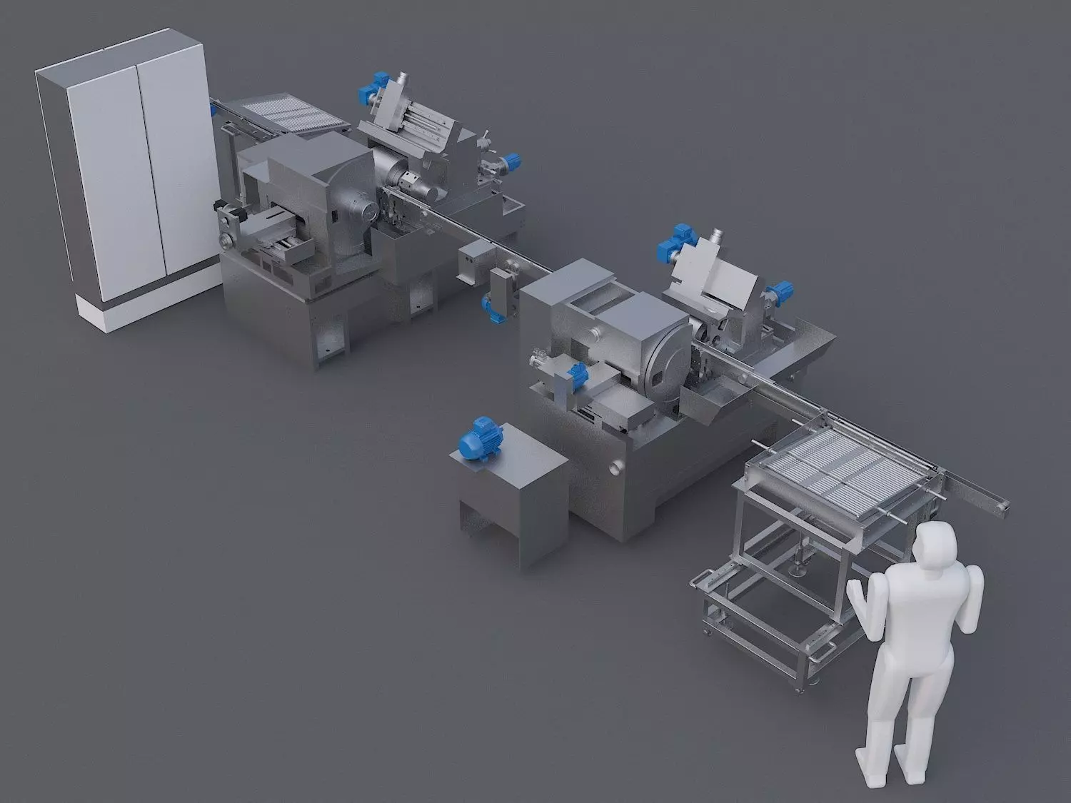 Fully automatic feeding system grinding production line 3D model_0