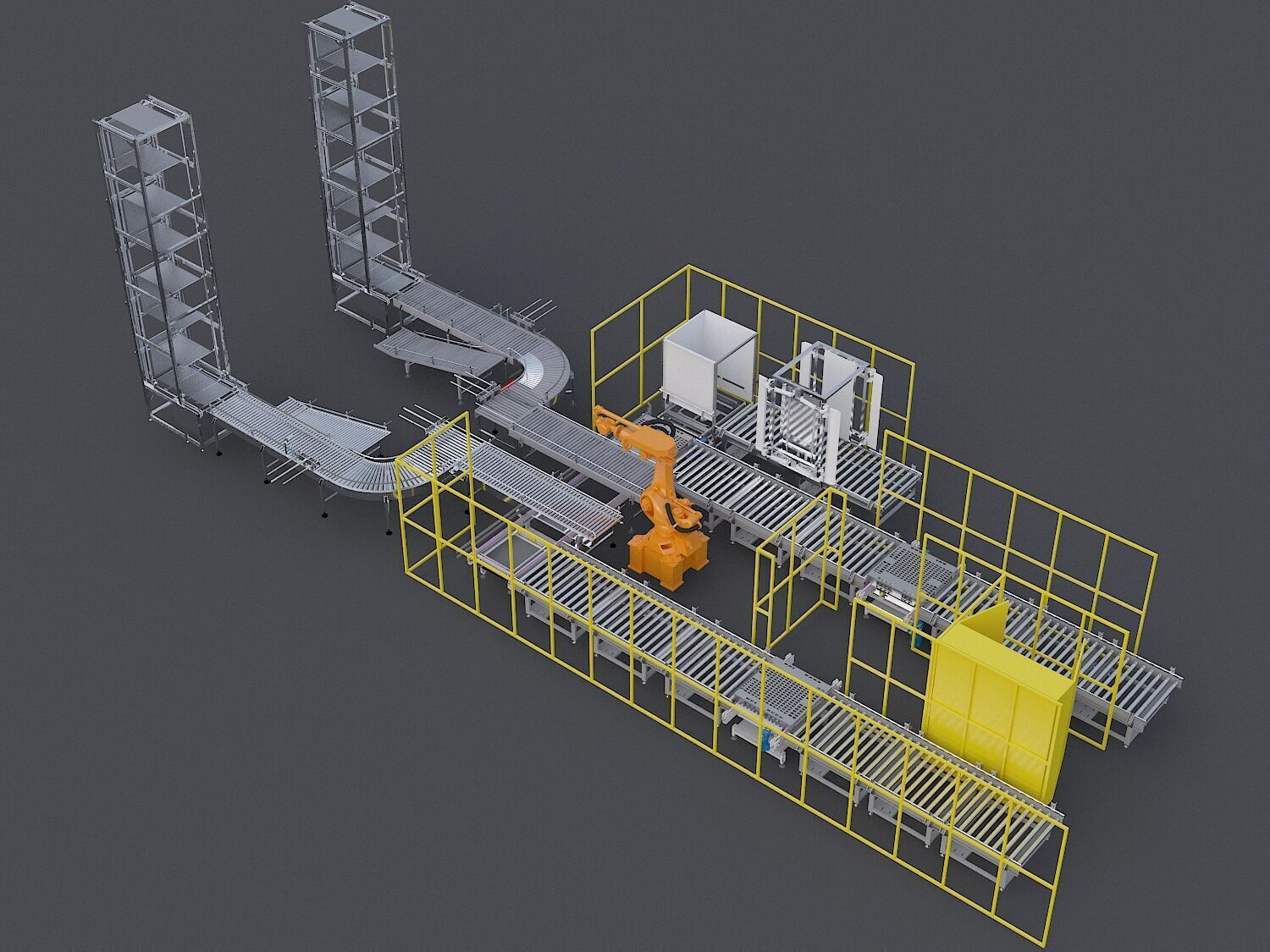 Stacking wrapping  packaging production line 3D model_1