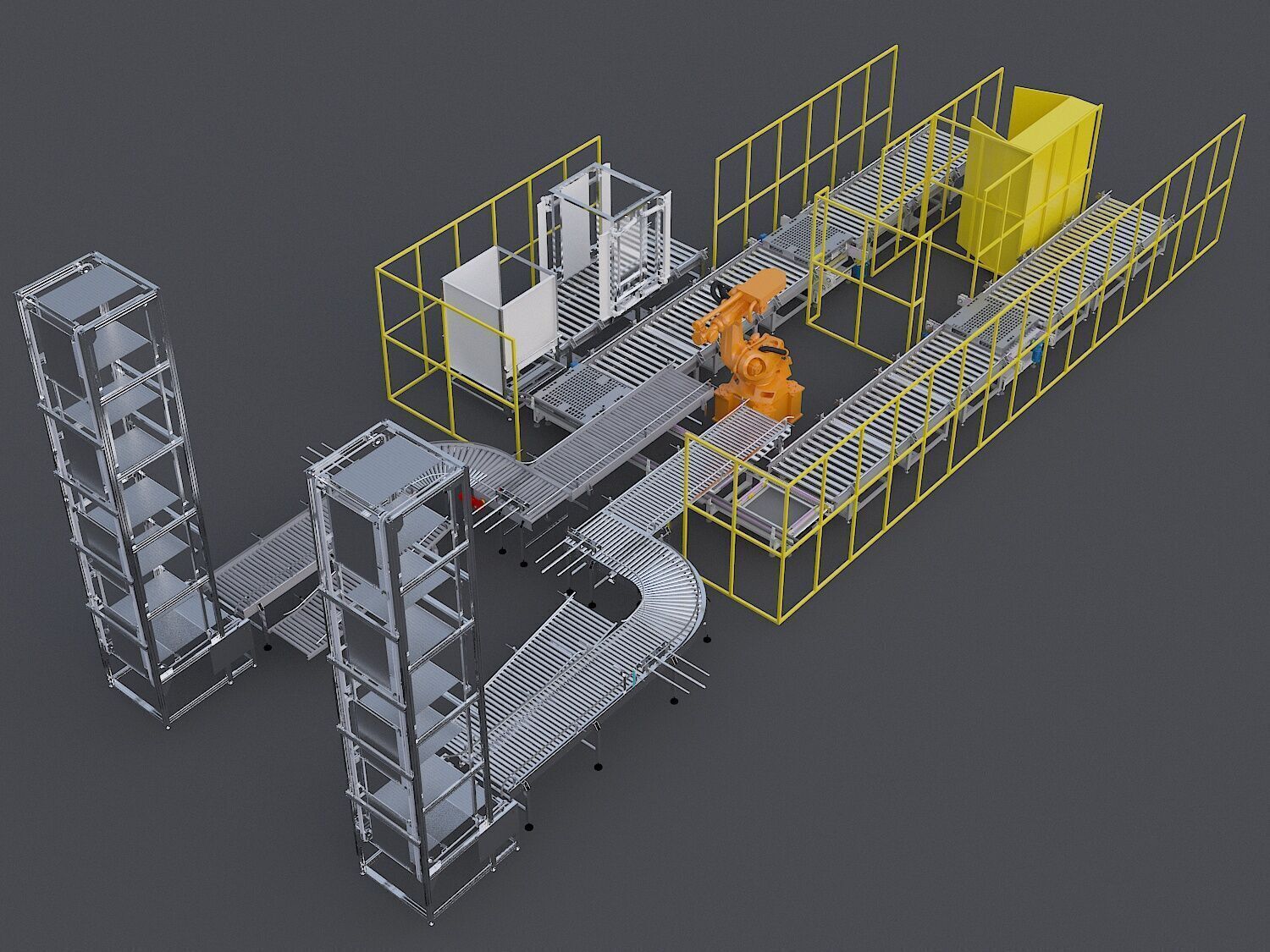Stacking wrapping  packaging production line 3D model_2