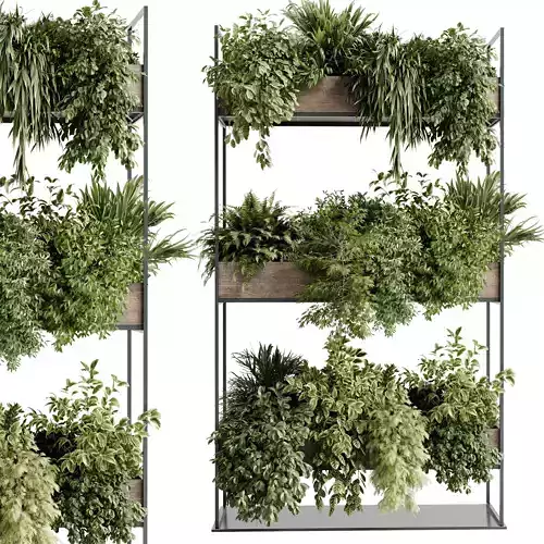 Standing metal shelf with a set of plants 629