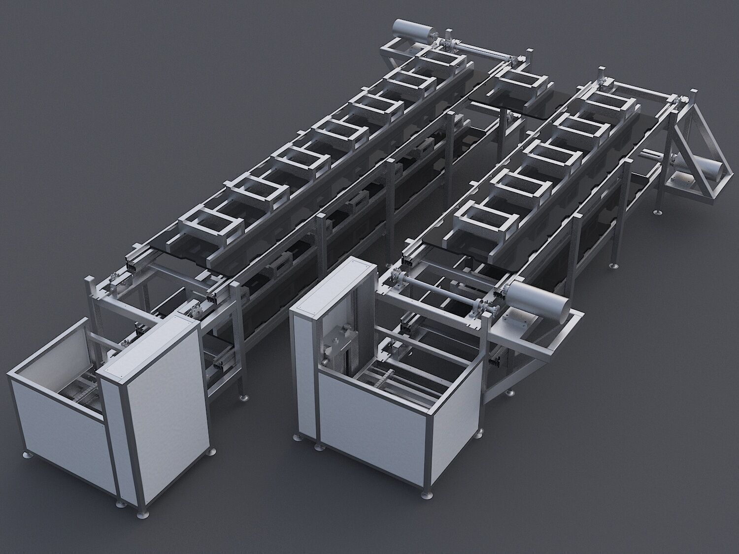 Double speed chain production line 3D model_1
